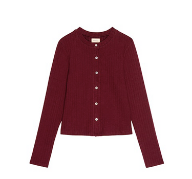 The Sweater Rib Cardi- Oxblood