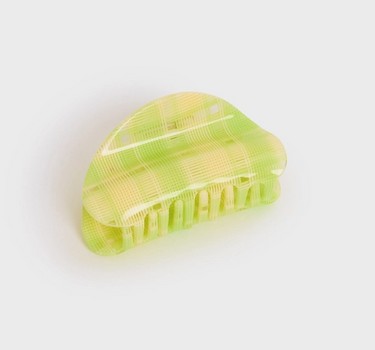 Juno Claw in Lime + Cream Plaid
