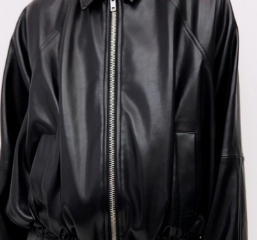 The Lizette Jacket | Pleather Drawstring Bomber Jacket