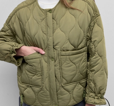 The Kara Jacket | Quilted Zip Jacket- Green