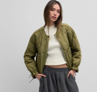 The Kara Jacket | Quilted Zip Jacket- Green