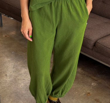 BALLOON PANTS- COLLARD GREEN
