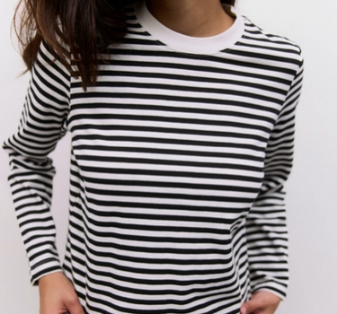 The Kathleen Top | Striped Long Sleeve T-Shirt White & Black