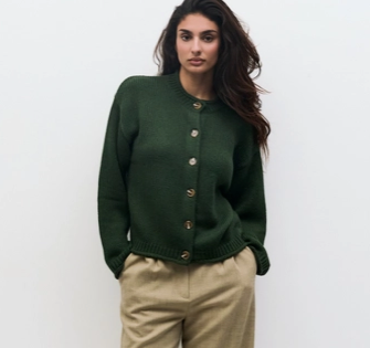 The Hannah Cardigan | Chunky Drop Shoulder Cardigan Green