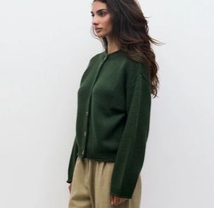 The Hannah Cardigan | Chunky Drop Shoulder Cardigan Green