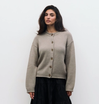The Hannah Cardigan | Chunky Drop Shoulder Cardigan Taupe