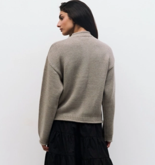 The Hannah Cardigan | Chunky Drop Shoulder Cardigan Taupe