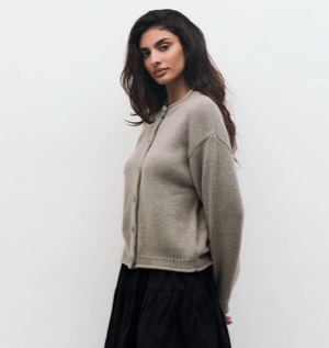 The Hannah Cardigan | Chunky Drop Shoulder Cardigan Taupe