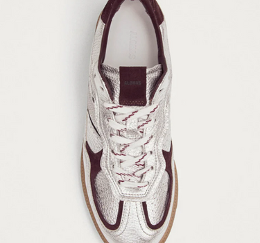 TB.490 GRAIN SHIMMER SILVER & BURGUNDY LEATHER SNEAKER