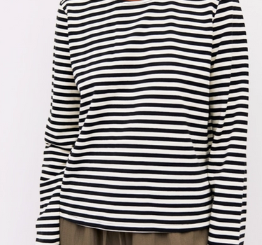 The Kathleen Top | Striped Long Sleeve T-Shirt Black and Cream