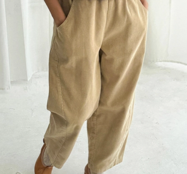 Corduroy Arc Pants-Taupe