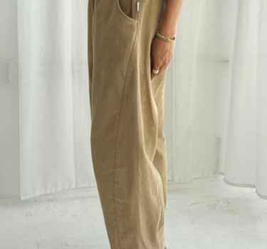 Corduroy Arc Pants-Taupe
