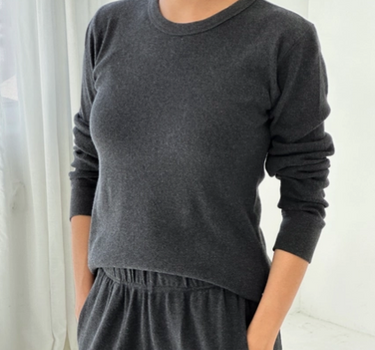 POINTELLE FUNDAMENTAL TEE- CHARCOAL