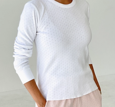 POINTELLE FUNDAMENTAL TEE- SNOW WHITE