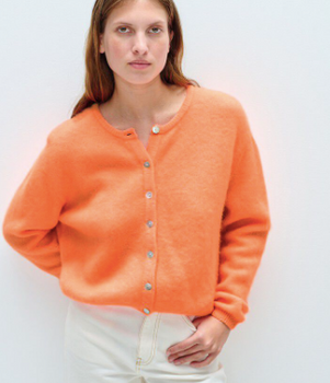 VITO CARDIGAN-- FLUORESCENT ORANGEADE