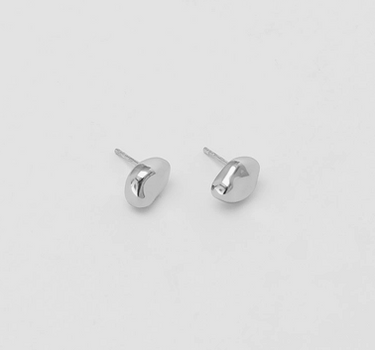 Bean Stud Earrings in Sterling Silver