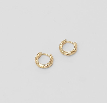 Organic Huggie Hoops in Gold