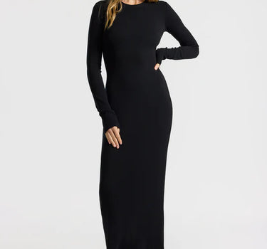 VERONA CREWNECK MAXI DRESS- BLACK