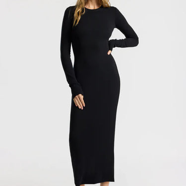 VERONA CREWNECK MAXI DRESS- BLACK