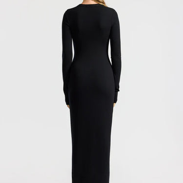 VERONA CREWNECK MAXI DRESS- BLACK