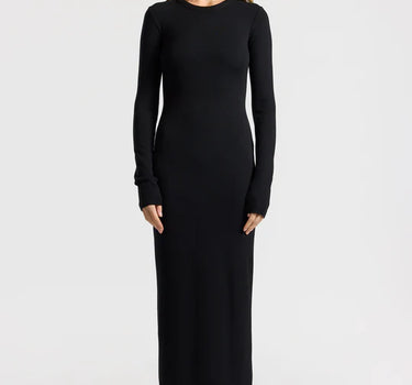 VERONA CREWNECK MAXI DRESS- BLACK