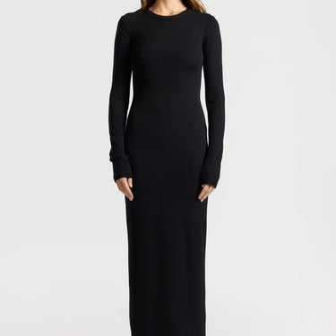 VERONA CREWNECK MAXI DRESS- BLACK