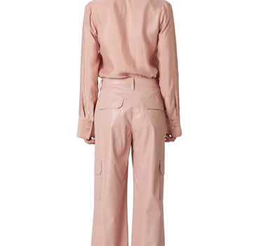 VEGAN LEATHER CARGO PANT PINK