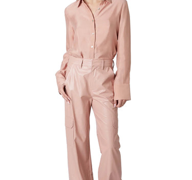 VEGAN LEATHER CARGO PANT PINK