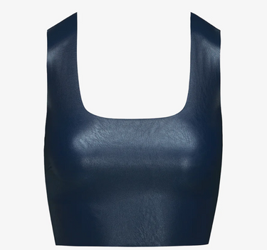 Faux Leather Squareneck Crop Top