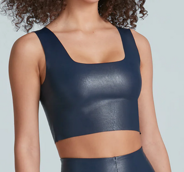 Faux Leather Squareneck Crop Top