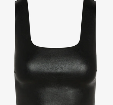 Faux Leather Squareneck Crop Top