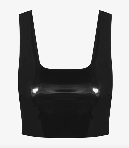 Faux Patent Leather Crop Top