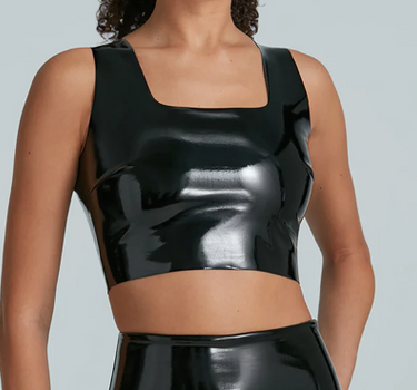 Faux Patent Leather Crop Top