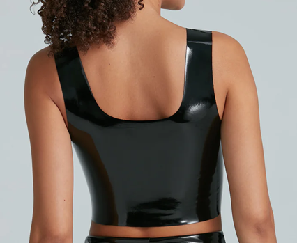 Faux Patent Leather Crop Top